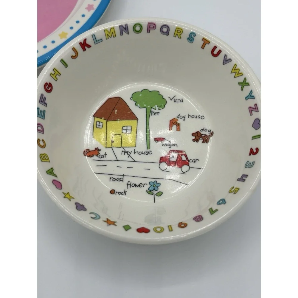 Vintage Melamine Child Plate Bowl Set 1980S Anacapa Made In Taiwan